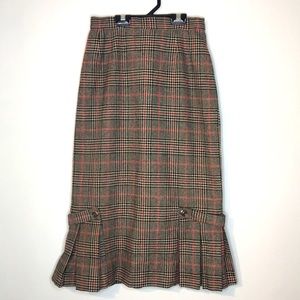 Vintage checked midi ruffle skirt